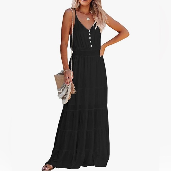 {NWOT} PRETTYGARDEN - HIGH WAIST FAUX BUTTON UP MAXI DRESS - Picture 1 of 6
